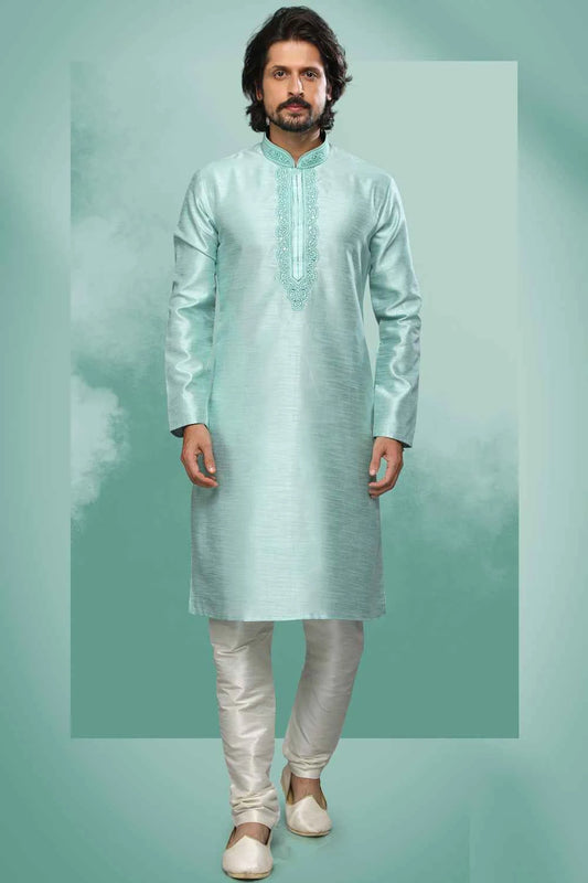 Pista Green Art Silk Kurta Pajama (NMK-6424)