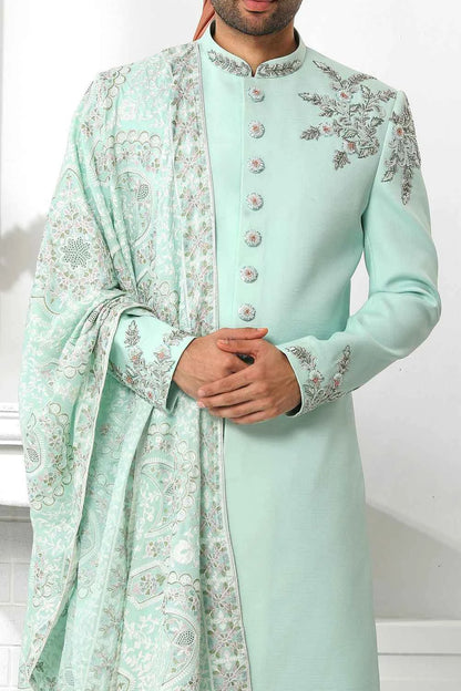 Pista Green Art Silk Sherwani (NMK-6255)