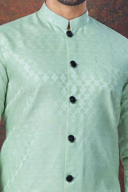 Pista Green Jaquard Indo Western (NMK-7861) - Nihal Fashions