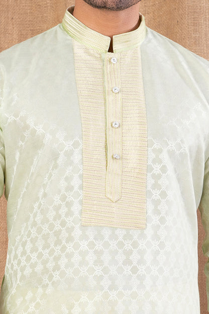 Pista Green Jaquard Kurta Pajama (NMK-8506) - Nihal Fashions