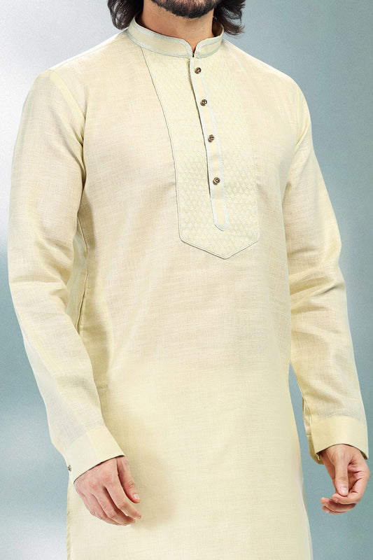Pista Green Linen Cotton Kurta Pajama (NMK-6731) - Nihal Fashions