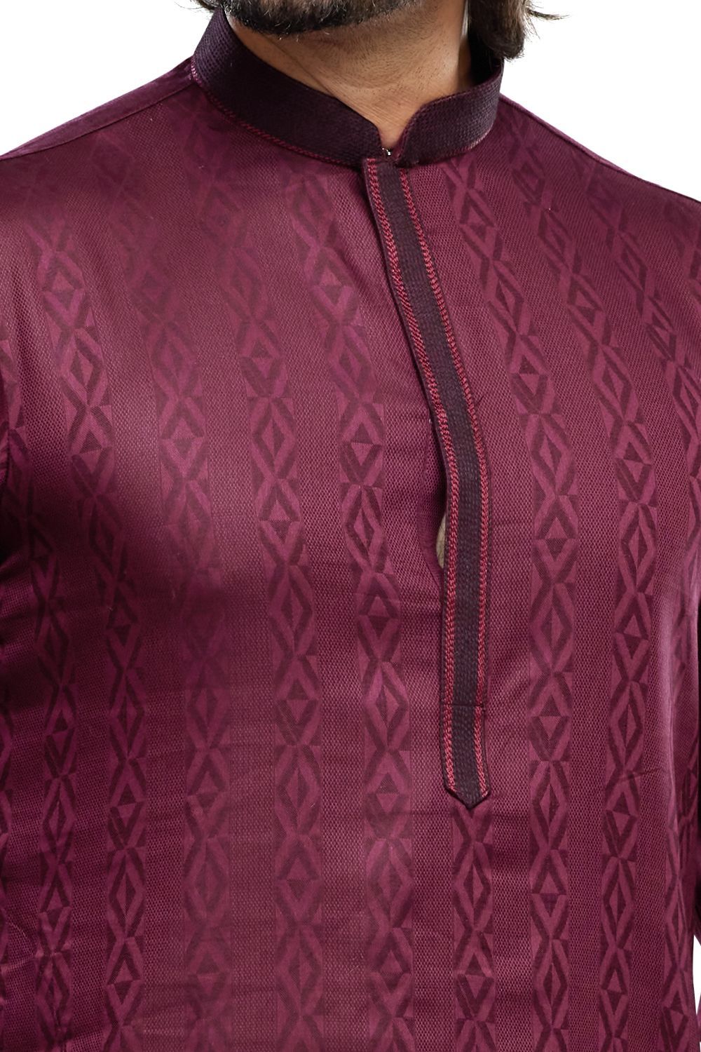 Printed Maroon Art Silk Kurta Pajama (NMK-7484) - Nihal Fashions