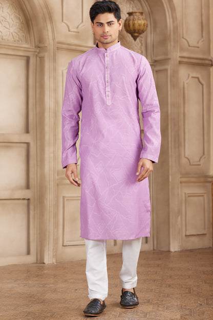 Purple Art Silk Kurta Pajama (NMK-8574) - Nihal Fashions