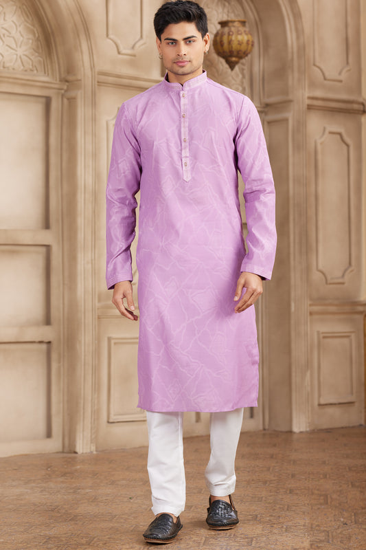 Purple Art Silk Kurta Pajama (NMK-8574) - Nihal Fashions