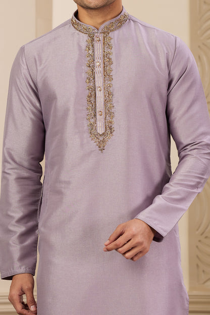 Purple Banarasi Art Silk Kurta Pajama (NMK-8465) - Nihal Fashions