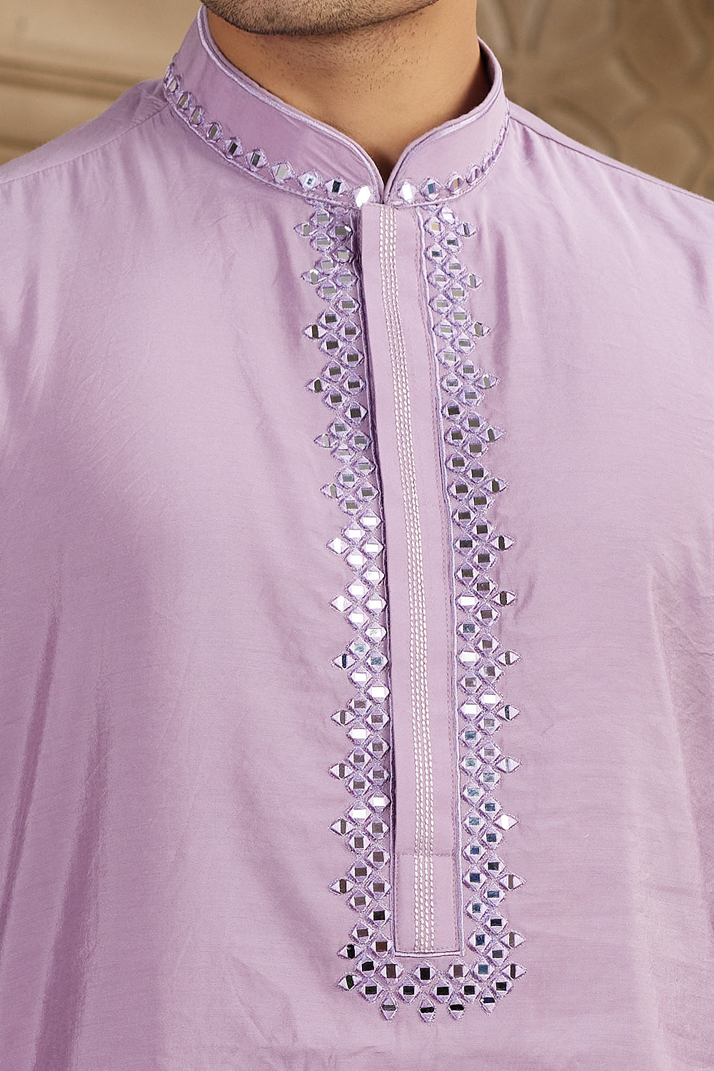 Purple Banarasi Art Silk Mens Kurta Pajama (NMK-8486) - Nihal Fashions