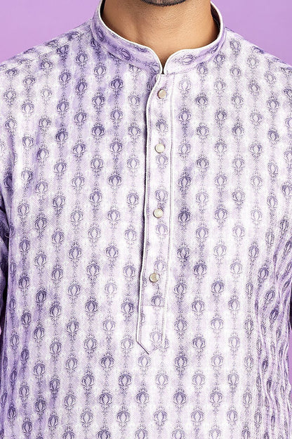 Purple Cotton Kurta Pajama (NMK-7558) - Nihal Fashions