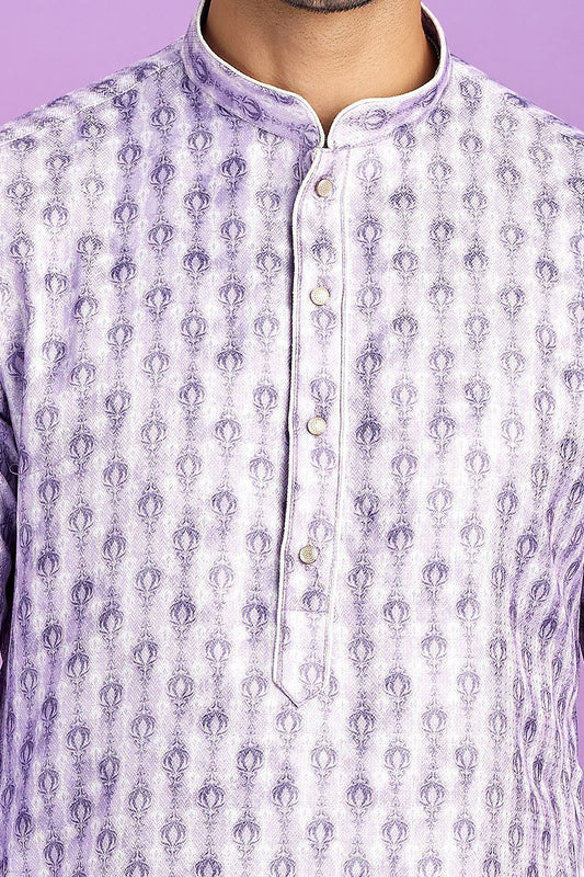 Purple Cotton Kurta Pajama (NMK-7558) - Nihal Fashions