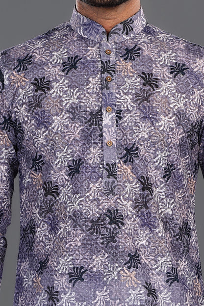 Purple Cotton Kurta Pajama (NMK-8125) - Nihal Fashions