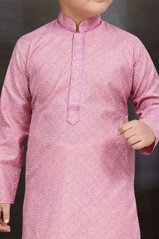 Purple Cotton Printed Boys Kurta Pajama (NKK-778) - Nihal Fashions