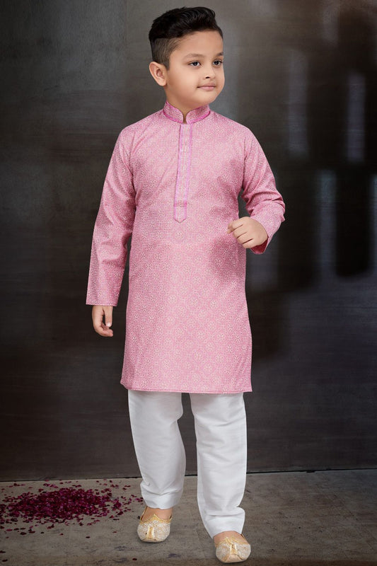 Purple Cotton Printed Boys Kurta Pajama (NKK-778) - Nihal Fashions