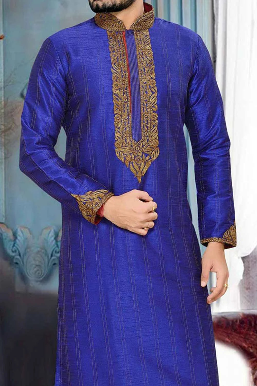 Royal Blue Art Silk Kurta Pajama (NMK-2654)