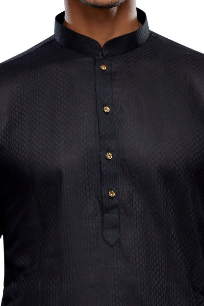 Self Printed Black Art Silk Kurta Pajama (NMK-7503) - Nihal Fashions