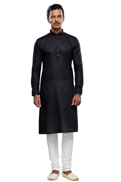 Self Printed Black Art Silk Kurta Pajama (NMK-7503) - Nihal Fashions