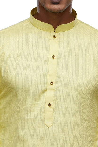 Self Printed Lemon Art Silk Kurta Pajama (NMK-7501) - Nihal Fashions