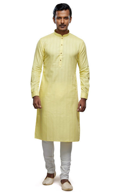 Self Printed Lemon Art Silk Kurta Pajama (NMK-7501) - Nihal Fashions