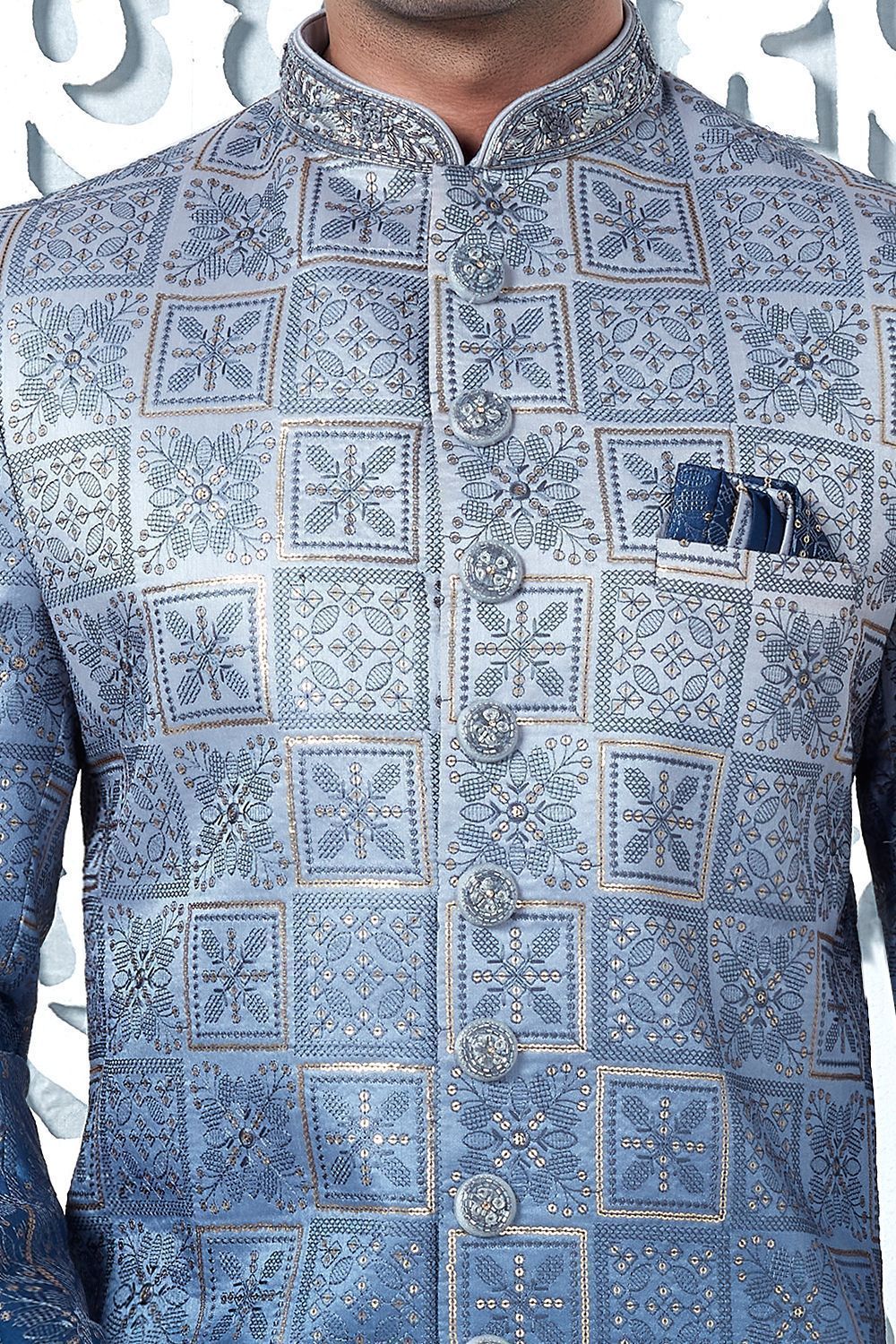 Shaded Blue Art Silk Indo Western (NMK-7690) - Nihal Fashions