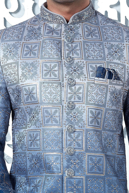 Shaded Blue Art Silk Indo Western (NMK-7690) - Nihal Fashions