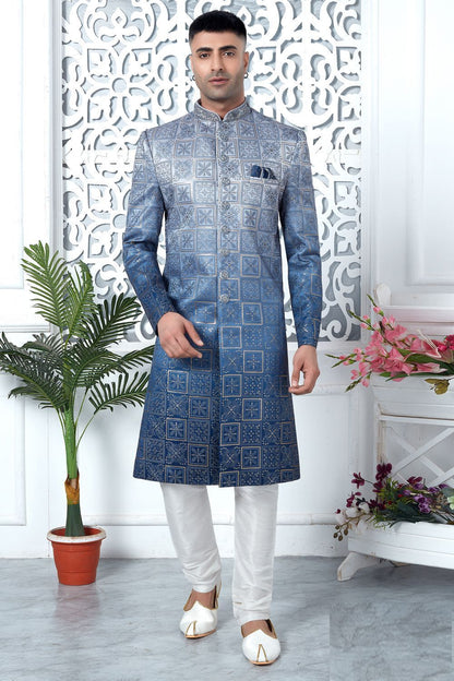 Shaded Blue Art Silk Indo Western (NMK-7690) - Nihal Fashions
