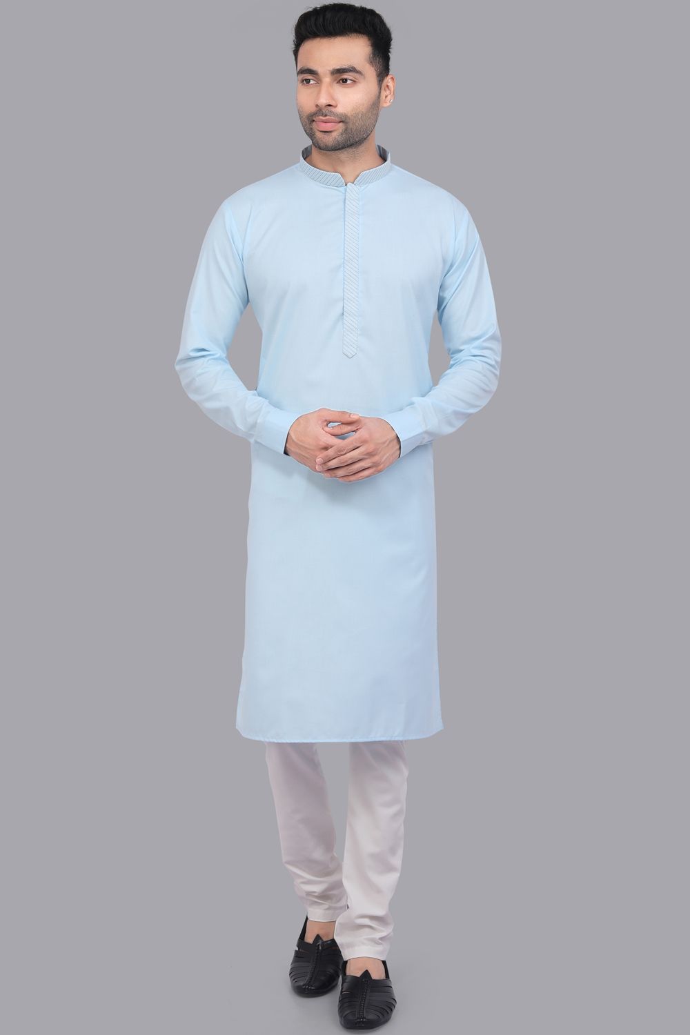 Sky Blue Art Silk Kurta Pajama (NMK-7506) - Nihal Fashions