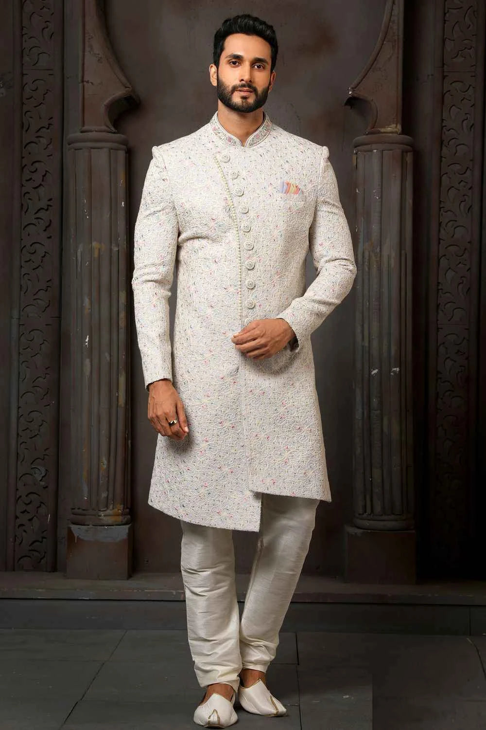 Sky Blue Art Silk Sherwani (NMK-6247)
