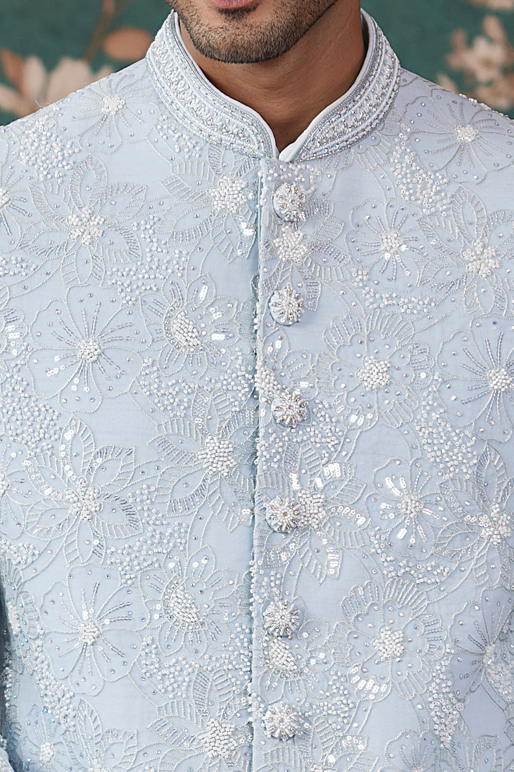 Sky Blue Art Silk Sherwani (NMK-8232) - Nihal Fashions