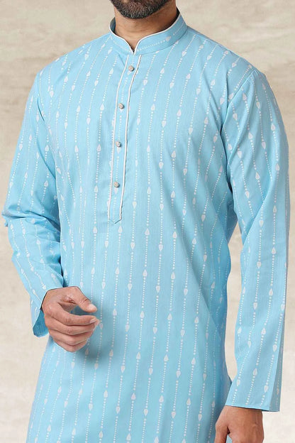 Sky Blue Cotton Kurta Pajama (NMK-5654)