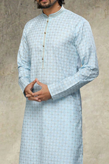 Sky Blue Cotton Kurta Pajama (NMK-6151)