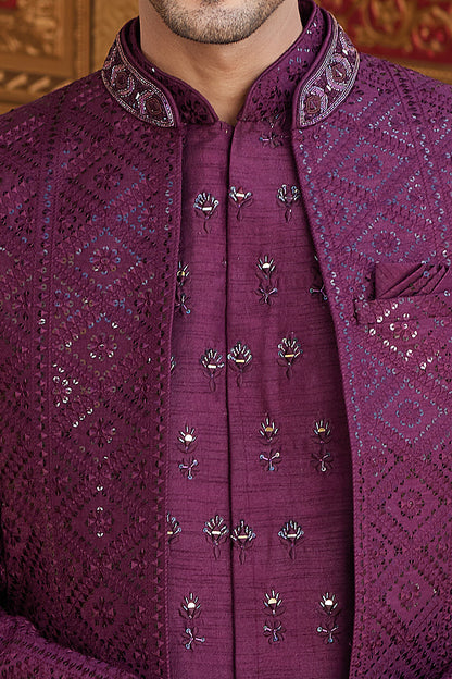Wine Art Silk Indo Western (NMK-8210) - Nihal Fashions