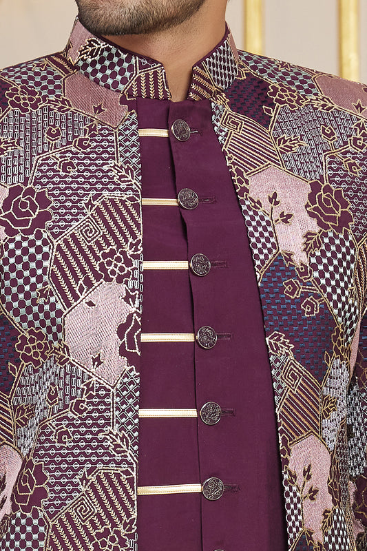 Wine Art Silk Indo Western (NMK-8270) - Nihal Fashions