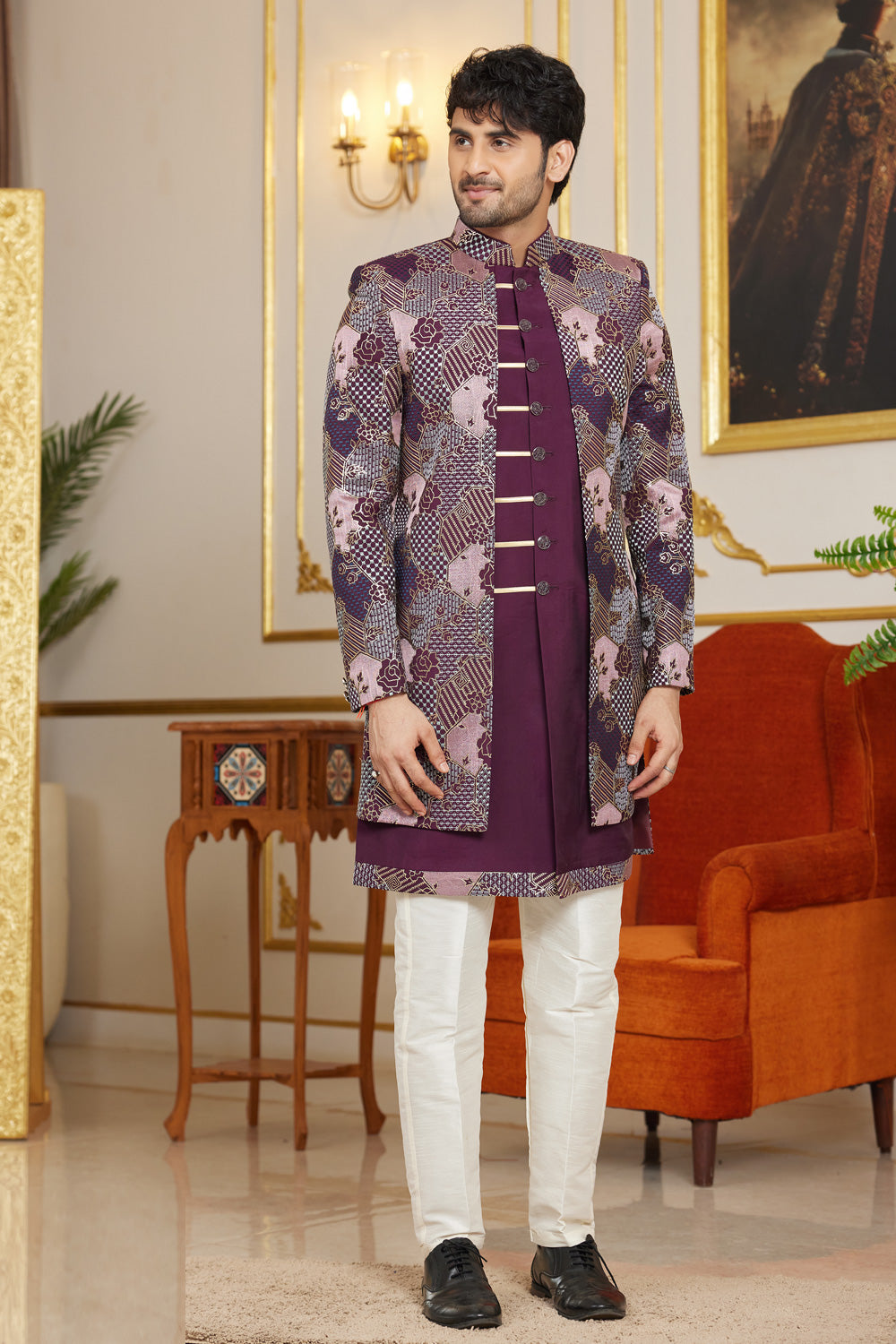 Wine Art Silk Indo Western (NMK-8270) - Nihal Fashions