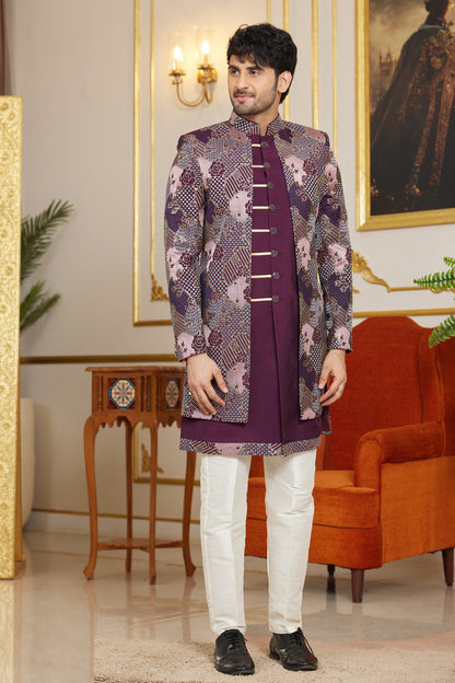 Wine Art Silk Indo Western (NMK-8270) - Nihal Fashions