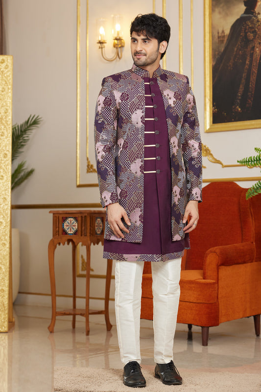 Wine Art Silk Indo Western (NMK-8270) - Nihal Fashions