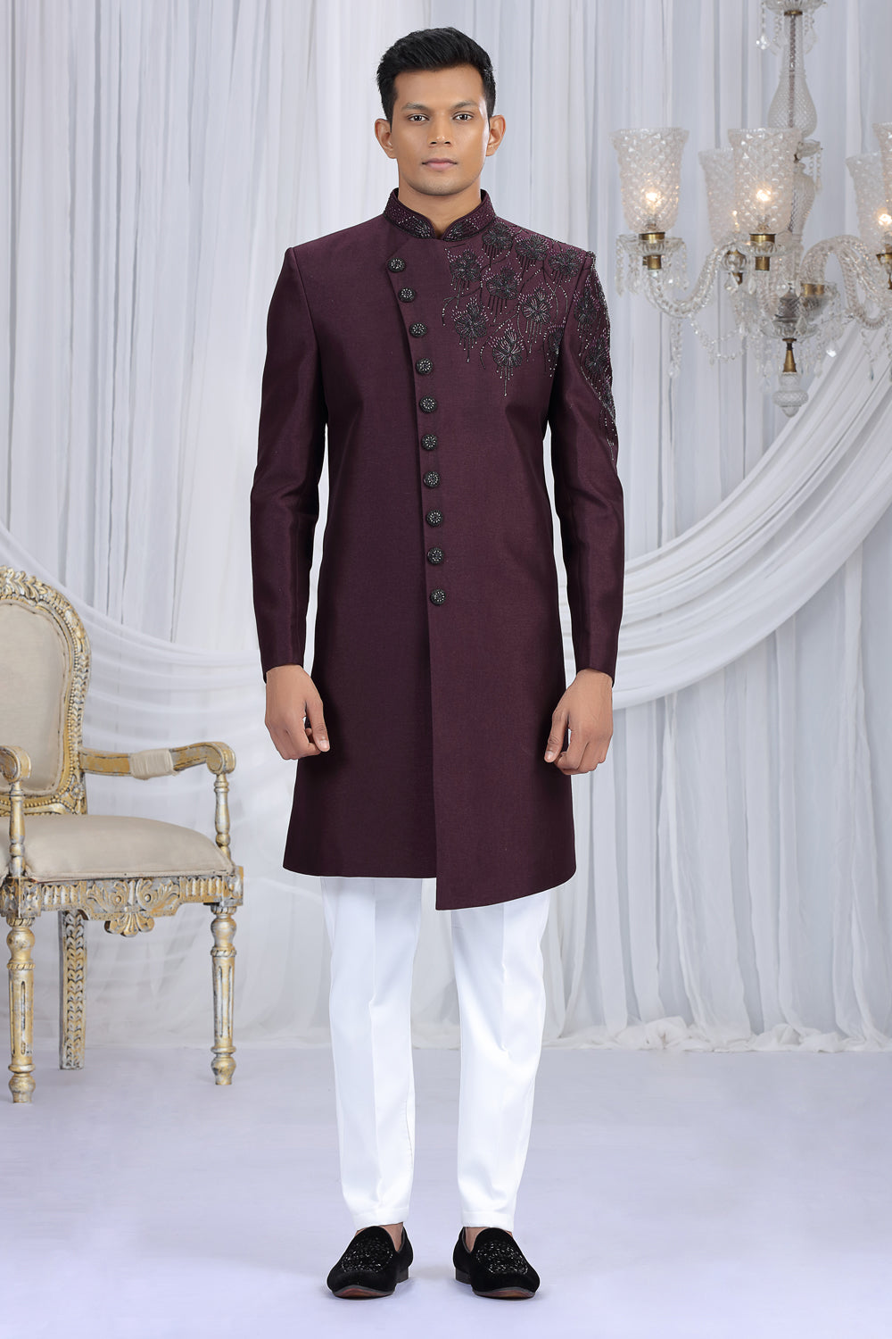 Wine Art Silk Indo Western (NMK-8683) - Nihal Fashions