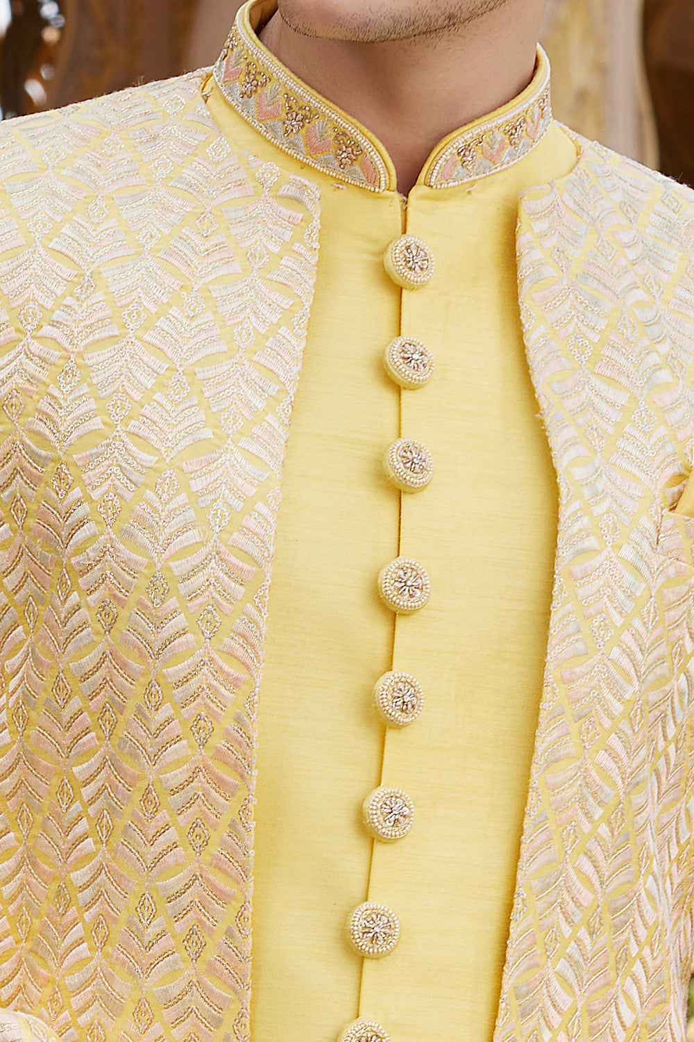 Yellow Art Silk Indo Western (NMK-8203) - Nihal Fashions