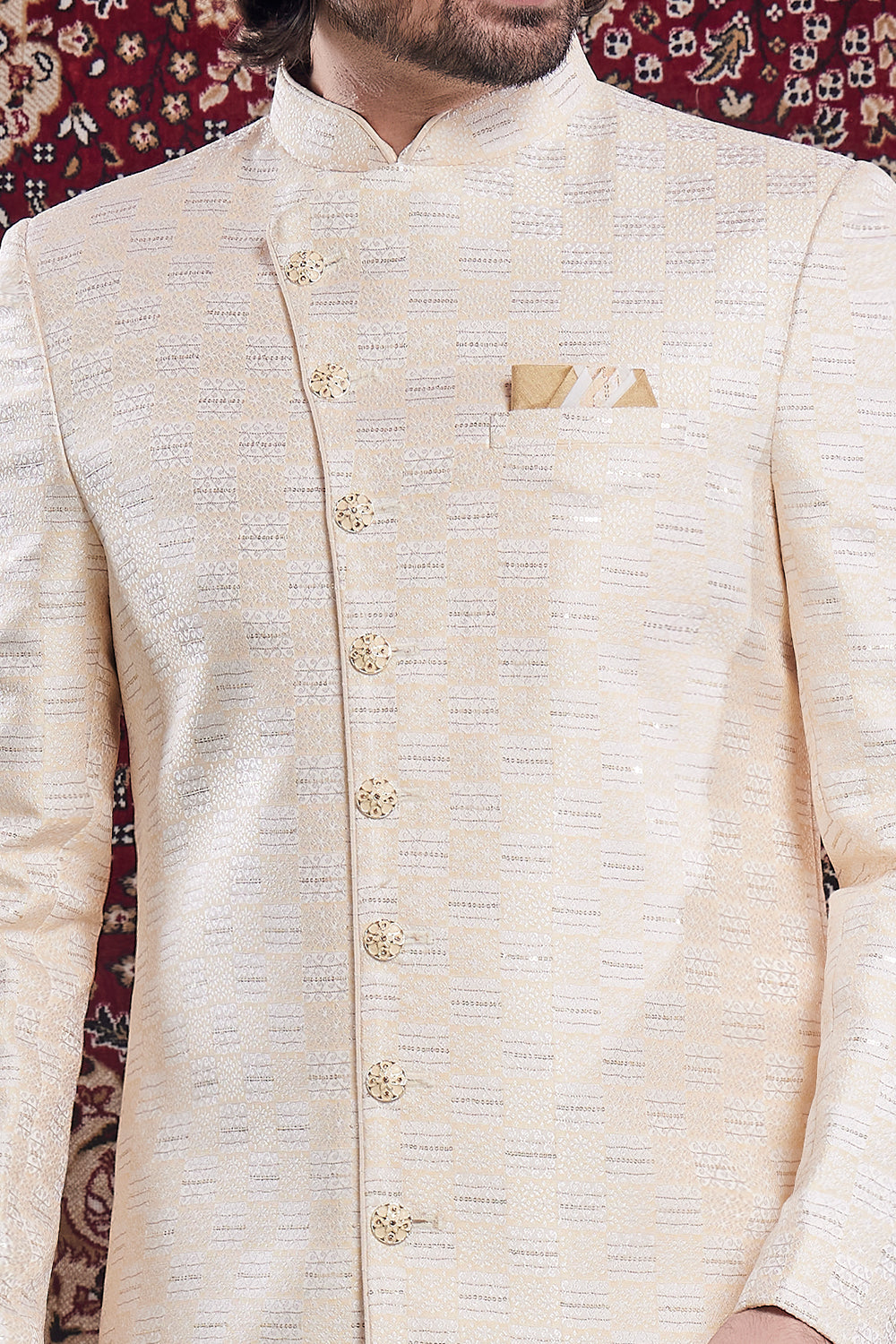 Yellow Banarasi Jaquard Indo Western (NMK-8559) - Nihal Fashions