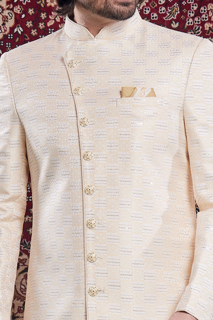 Yellow Banarasi Jaquard Indo Western (NMK-8559) - Nihal Fashions