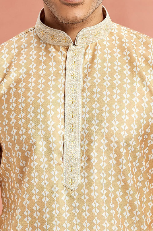 Yellow Cotton Kurta Pajama for Men (NMK-7537) - Nihal Fashions