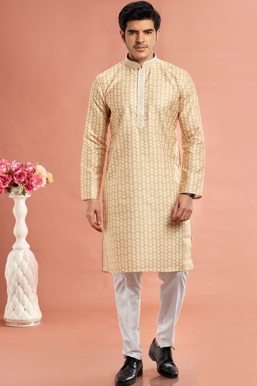 Yellow Cotton Kurta Pajama for Men (NMK-7537) - Nihal Fashions