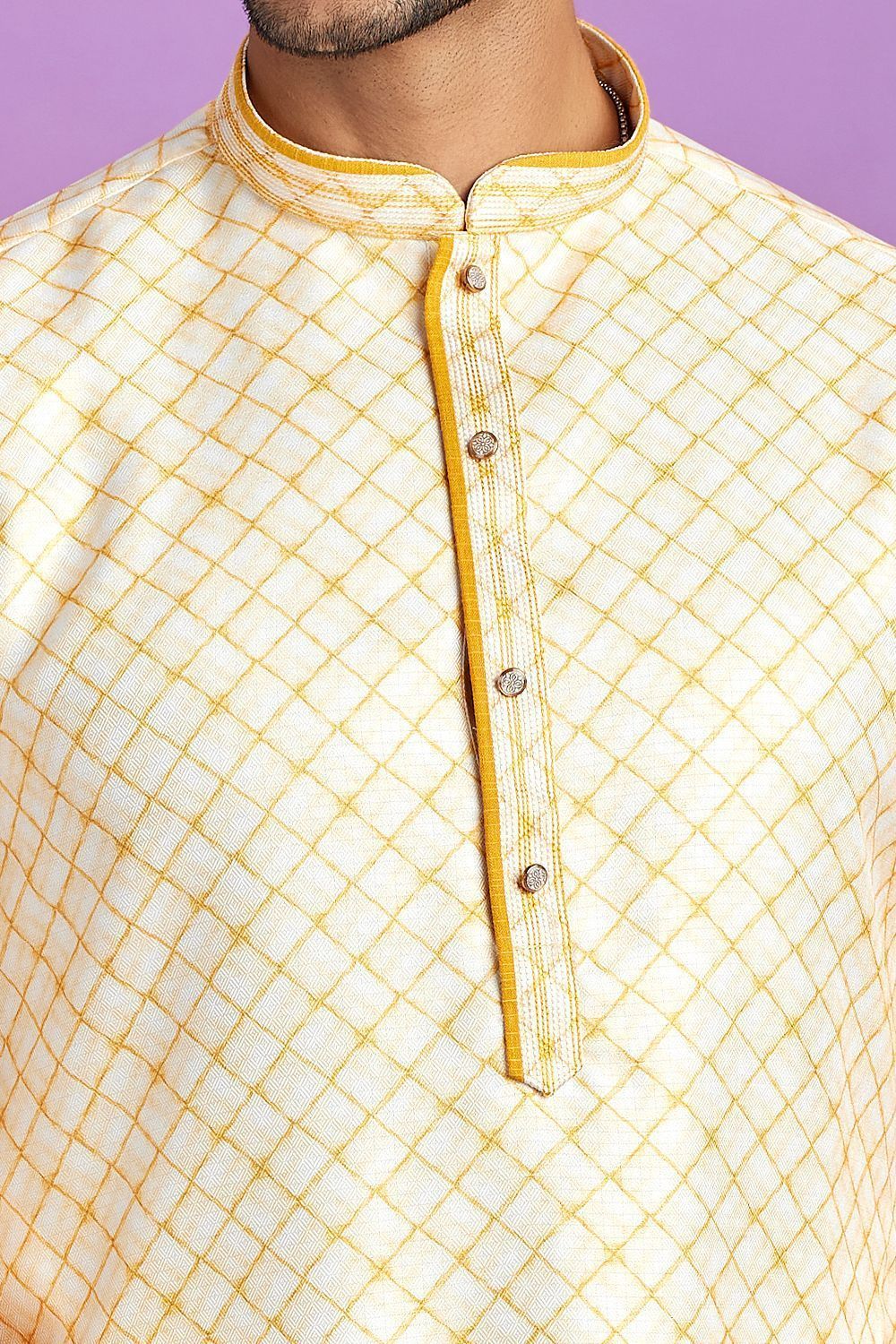 Yellow Cotton Kurta Pajama (NMK-7551) - Nihal Fashions