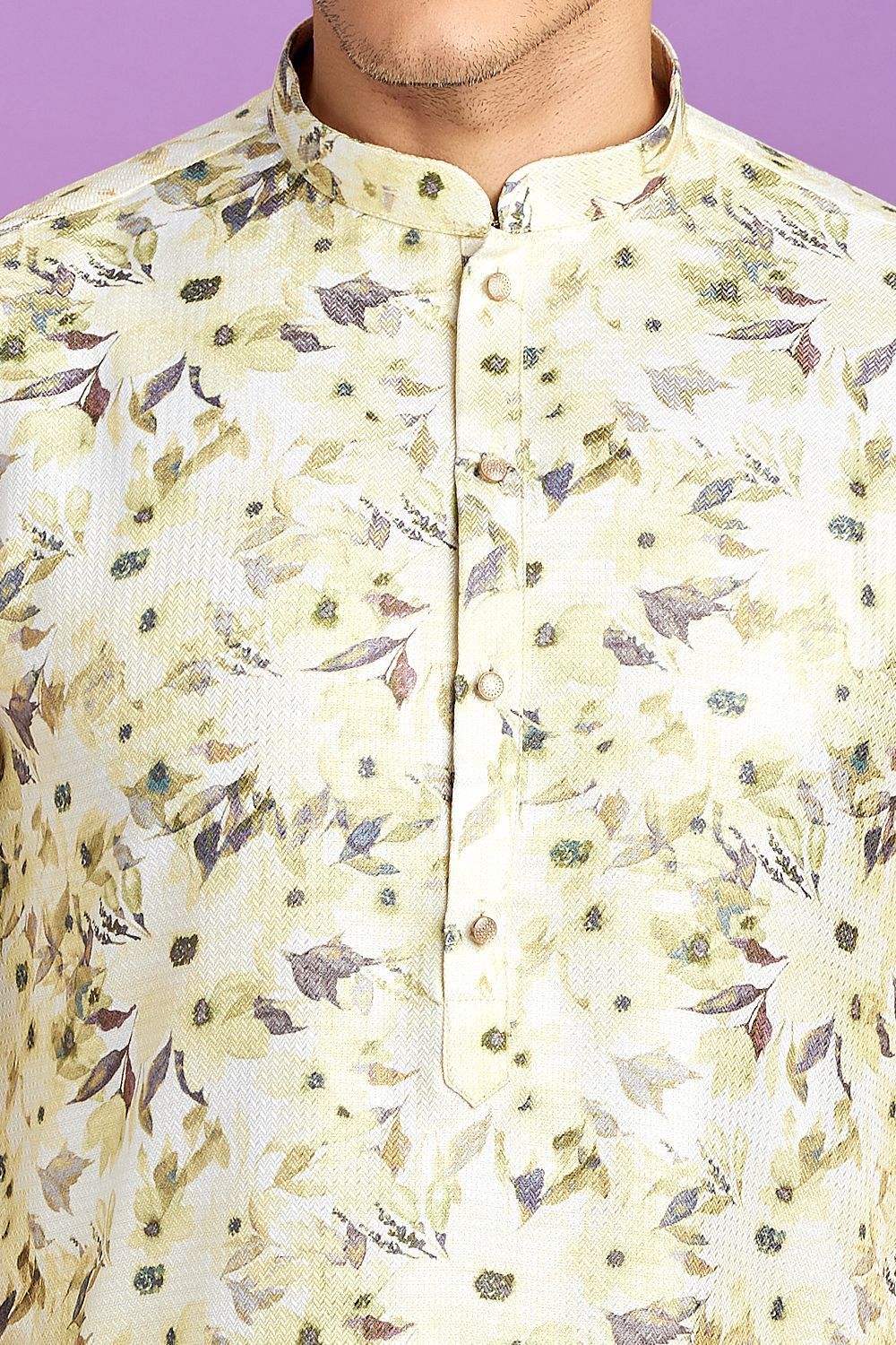 Yellow Cotton Kurta Pajama (NMK-7563) - Nihal Fashions