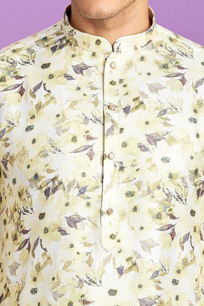 Yellow Cotton Kurta Pajama (NMK-7563) - Nihal Fashions