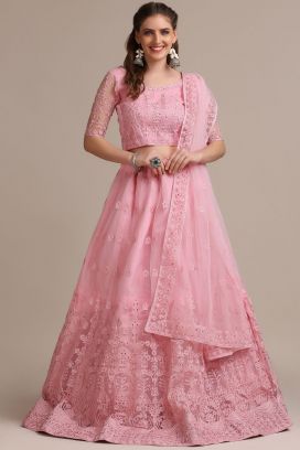 Baby Pink Net Womens Lehenga Choli (NWG-1147)