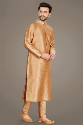 Beige Art Silk Kurta Pajama (NMK-5143)
