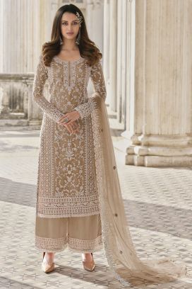 Beige Net Salwar Suit (NWS-6710)