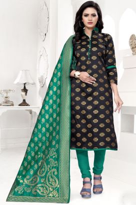 Black Banarasi Silk Salwar Suit (NWS-6376)
