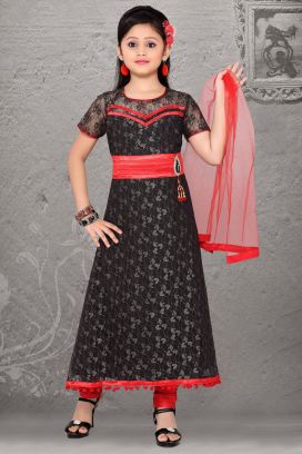 Black Color Anarkali Dress for Girls (NFG-039)