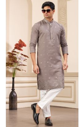 Brown Art Silk Kurta Pajama (NMK-8370)