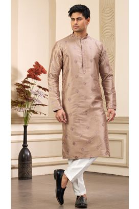Brown Art Silk Mens Kurta Pajama (NMK-8375)