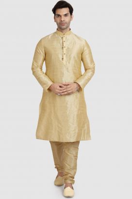 Gold Art Silk Kurta Pajama (NMK-5913)